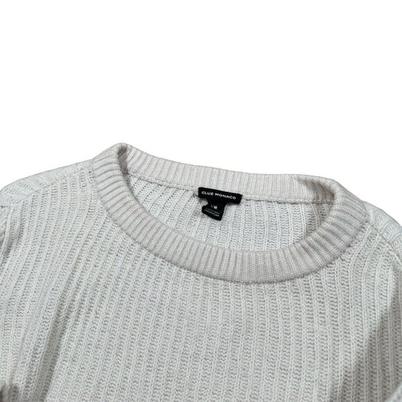 Club Monaco ASAL 100% Merino Wool Tiered Ruffle Sleeves Pullover Sweater Sz M - Picture 3 of 12